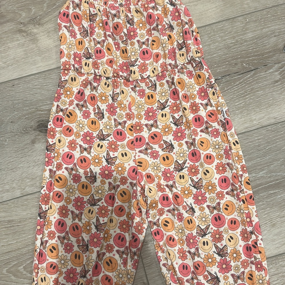 Cheerful Smiley Floral Kids Jumpsuit
